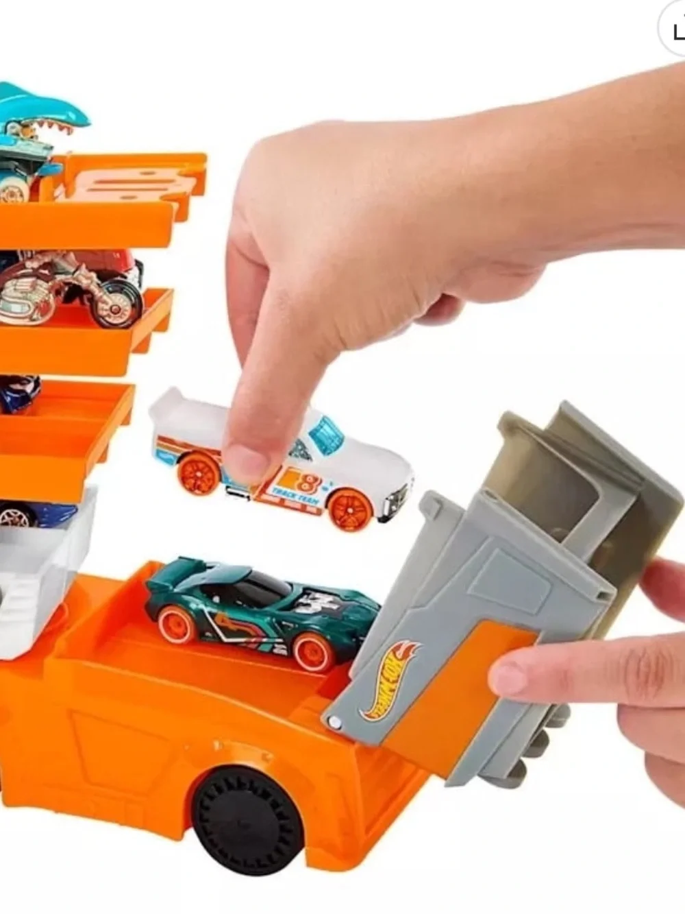 Orange Toy Car Carrier Truck Playset with 4 Mini Cars